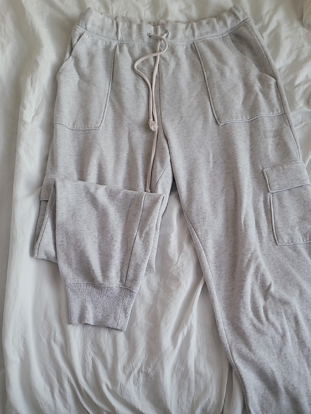 Light Gray Cargo Sweatpants - Drawstring Joggers